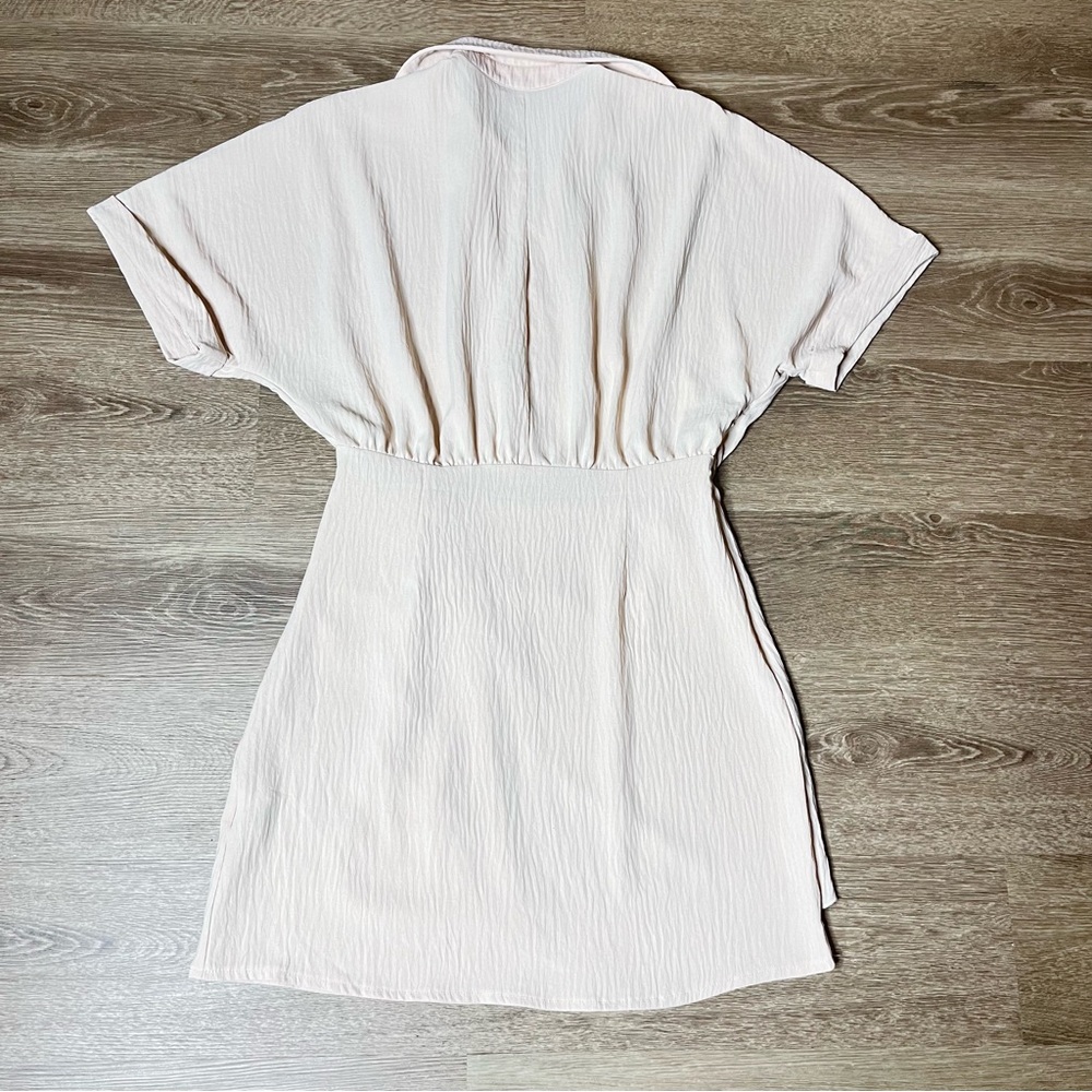 Cream Wrap Dress with Button Detail - Picture 2 of 2